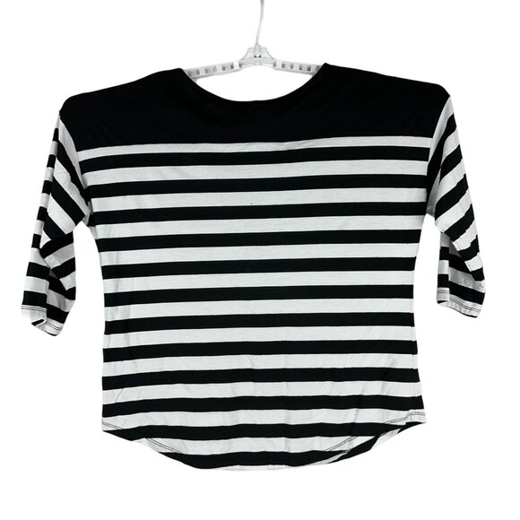 Time And Tru Womens Striped Black White 3/4 Sleeve Top Size XXL Rayon Blend - Picture 2 of 3
